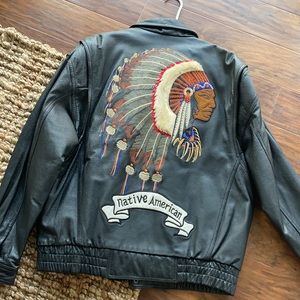 Native American black leather jacket